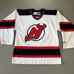 Vintage New Jersey Devils CCM Jersey White Adult Small 1990's NHL Hockey USA